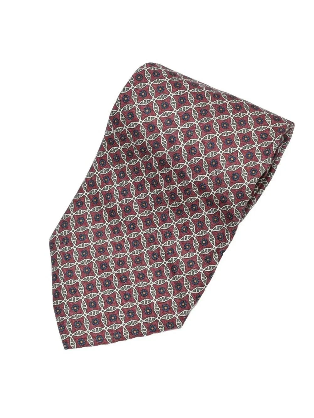 Barneys New York Mens Necktie 100 Silk Brown Geometric Italian Classic Tie